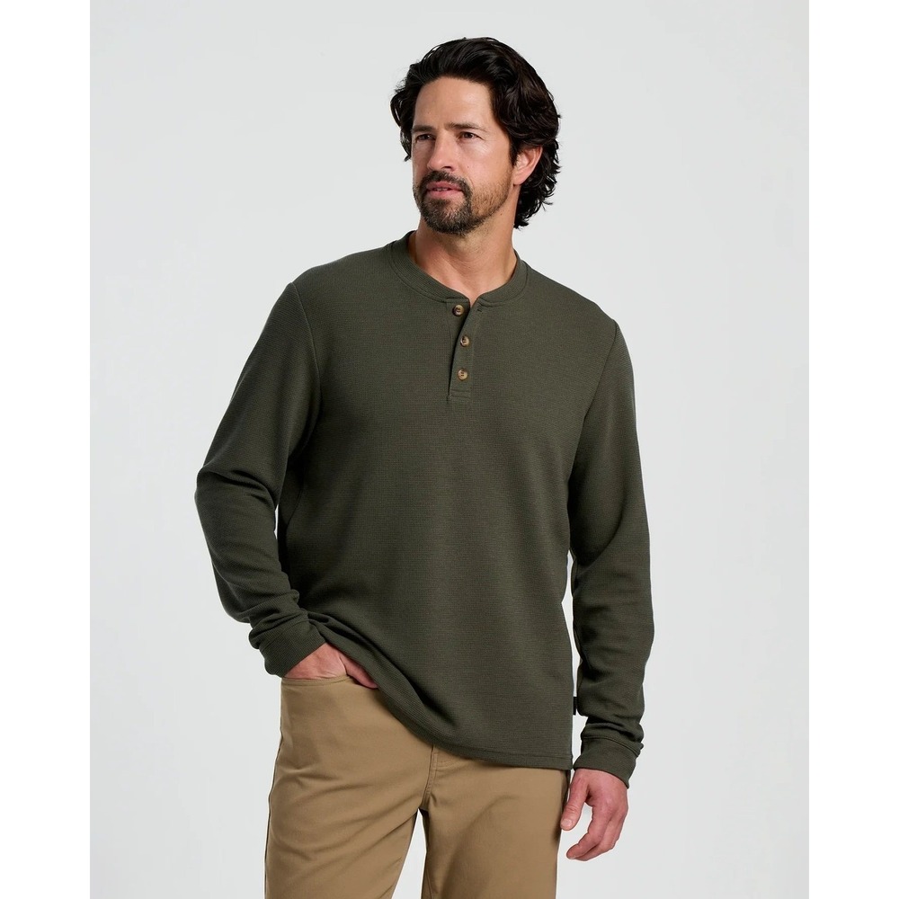 Free Fly Waffle Long Sleeve Henley Size XXL Dark Forest Green Thermal Casual